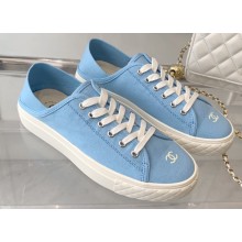 Chanel Front CC Logo Canvas Sneakers Blue 2023