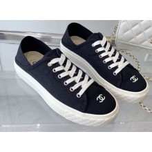 Chanel Front CC Logo Canvas Sneakers Black 2023