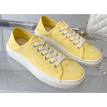 Chanel Front CC Logo Canvas Sneakers Yellow 2023