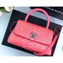Chanel Coco Handle Small Flap Bag with Top Handle In Python Pink 2023