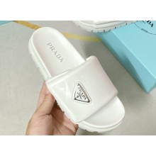 Prada Soft padded nappa leather slides 1XX648 White 2023