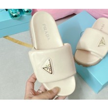 Prada Soft padded nappa leather slides 1XX648 Creamy 2023