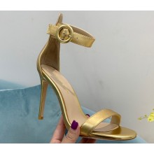 Gianvito Rossi Heel 10.5cm Portofino Sandals with Buckle-covered Anklet Strap Leather Gold 2023