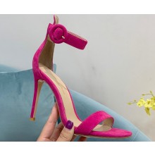Gianvito Rossi Heel 10.5cm Portofino Sandals with Buckle-covered Anklet Strap Suede Fuchsia 2023