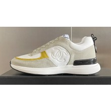 Chanel CC Logo Sneakers Fabric and Suede Calfskin 01 2023