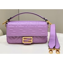 Fendi Nappa Leather Medium Baguette Bag Purple 2023