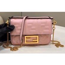 Fendi Nappa Leather Mini Baguette Bag Pink 2023