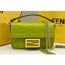 Fendi Nappa Leather Mini Baguette Bag Acid Green 2023