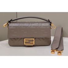 Fendi Nappa Leather Medium Baguette Bag Gray 2023