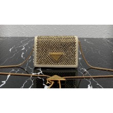 Prada Cardholder with shoulder strap and crystals Bag 1MR024 Gold 2023
