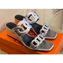 Hermes Figari 55 sandals with Chaine d'Ancre straps Silver
