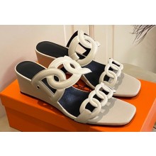 Hermes Figari 55 sandals with Chaine d'Ancre straps Creamy