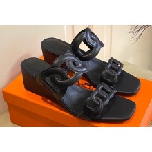 Hermes Figari 55 sandals with Chaine d'Ancre straps Black