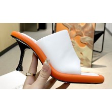 JW Anderson Heel 9cm Bumper-tube Leather Mules White/Orange 2023
