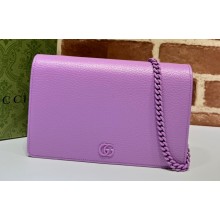 Gucci GG Marmont Chain Wallet 497985 Resin Hardware Purple 2023