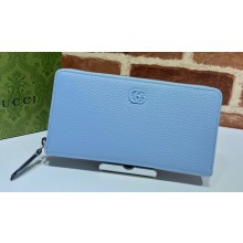 Gucci GG Marmont zip around Wallet 456117 Resin Hardware Blue 2023