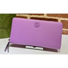 Gucci GG Marmont zip around Wallet 456117 Resin Hardware Purple 2023