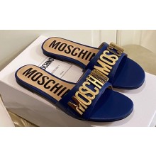 Moschino Metal Logo flat sandals Blue 2023