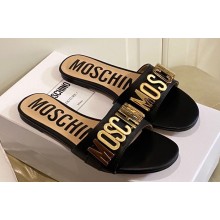 Moschino Metal Logo flat sandals Black 2023
