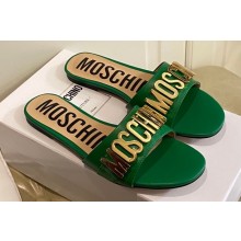 Moschino Metal Logo flat sandals Green 2023