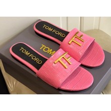 TOM FORD TF crocodile embossed leather slide sandals Pink 2023