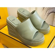 Fendi Leather platform 8.5cm Slides Green 2023