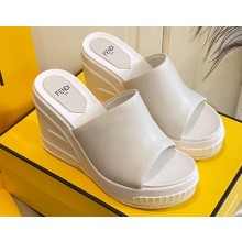 Fendi Leather platform 8.5cm Slides White 2023