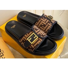 Fendi Feel slides with FF Baguette buckle Black/Brown 2023