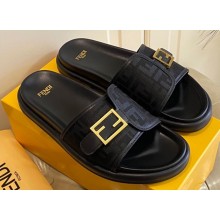Fendi Feel slides with FF Baguette buckle Black 2023
