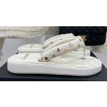 Chanel Calfskin Charms Thong Mules White 2023