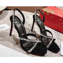 Christian Louboutin Heel 10cm Emilie Strass Sandals Black