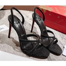 Christian Louboutin Heel 10cm Emilie Sandals Glittered Black