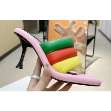 JW Anderson Heel 9cm Bumper-tube Leather Mules Padded tubular Pink/Green/Red/Yellow 2023