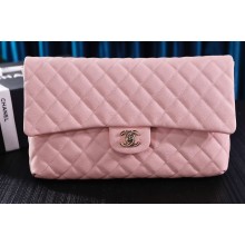 Chanel Maxi Clutch Bag in Grained Calfskin Pink 2023