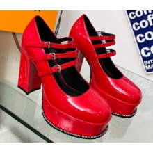 Louis Vuitton Heel 11.5cm Platform 4.5cm Fame Pumps Glazed calf leather Red 2023