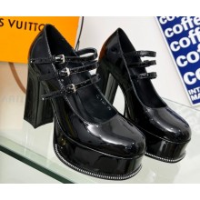 Louis Vuitton Heel 11.5cm Platform 4.5cm Fame Pumps Glazed calf leather Black 2023