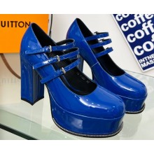 Louis Vuitton Heel 11.5cm Platform 4.5cm Fame Pumps Glazed calf leather Blue 2023