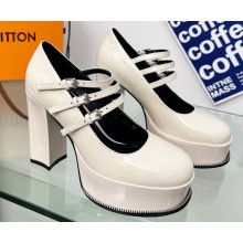 Louis Vuitton Heel 11.5cm Platform 4.5cm Fame Pumps Glazed calf leather White 2023