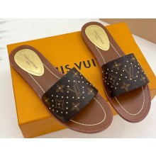 Louis Vuitton Studs Lock It Flat Mules Coffee 2023