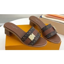 Louis Vuitton Studs Lock It Mules with Strap and Lock Brown 2023