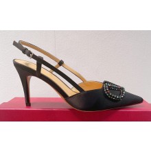 Valentino Satin Crystals VLogo Signature slingback pumps 03 2023