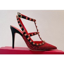 Valentino Satin Rockstud pumps with Crystals 03 2023