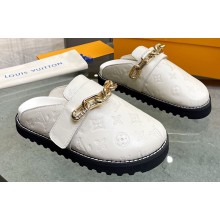 Louis Vuitton Lv Cosy Flat Comfort Clog with Gold Chain White 2023