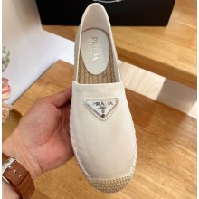 Prada triangle logo Satin Espadrilles White 2023