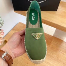 Prada triangle logo Satin Espadrilles Green 2023