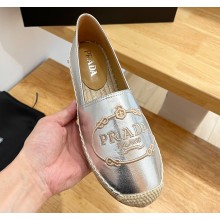 Prada Hemp Espadrilles Leather Silver 2023