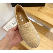 Prada Quilted Nappa Leather Espadrilles Beige 2023