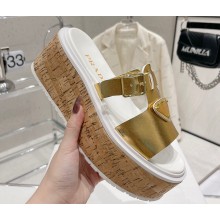 Prada Rubber wedge platform sandals 1XX641 Gold 2023