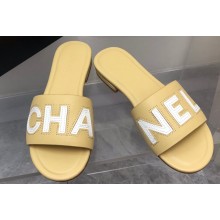 Chanel Leather CHA NEL Mules Apricot 2023