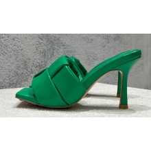Bottega Veneta Padded Intreccio leather Patch Heel Mules Green 2023